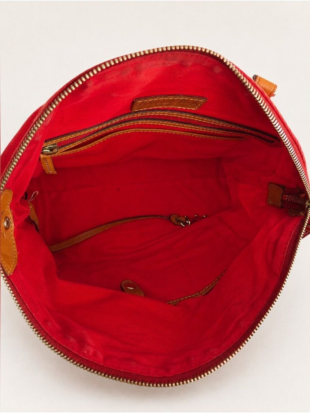 Dooney & Bourke Red Canvas Leather Satchel Handbag - Picture 6 of 10
